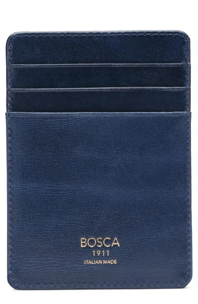 Bosca Old Leather Front Pocket Wallet In Navy