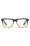 Ax Armani Exchange 53mm Rectangular Optical Glasses In Blue Havana