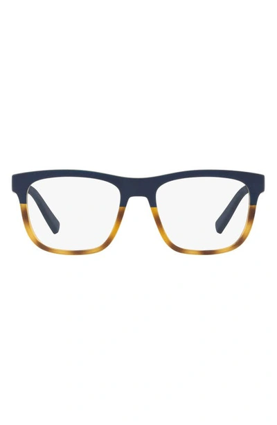 Armani Exchange 53mm Rectangular Optical Glasses In Blue Havana