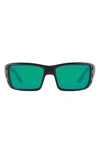 Costa Del Mar 63mm Oversize Polarized Rectangular Sunglasses In Rubber Black