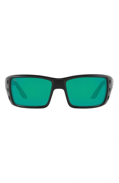 Costa Del Mar 63mm Oversize Polarized Rectangular Sunglasses In Rubber Black