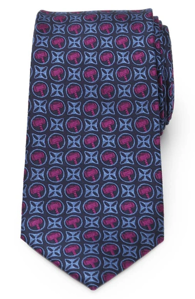 Cufflinks, Inc X Marvel Thor Hammer Neat Silk Tie In Blue