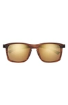 Hurley Classics 56mm Polarized Rectangular Sunglasses In Brown Striated/ Brown Base