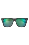 Hurley Fun Times 56mm Polarized Square Sunglasses In Black/green/ Smoke Base
