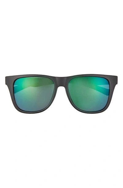 Hurley Fun Times 56mm Polarized Square Sunglasses In Black/green/ Smoke Base