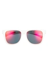 Hurley Fun Times 56mm Polarized Square Sunglasses In Shiny White/ Smoke Base