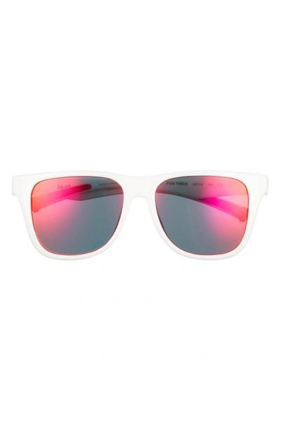 Hurley Fun Times 56mm Polarized Square Sunglasses In Shiny White/ Smoke Base