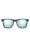 Hurley New Schoolers 56mm Polarized Square Sunglasses In Matte Blk/blue/ Smoke Base