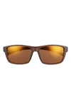 Hurley Beach Days 58mm Polarized Rectangular Sunglasses In Matte Brown/ Brown Base