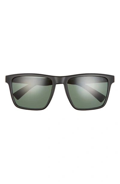 Hurley Cobblestones 57mm Polarized Square Sunglasses In Matte Black/ Smoke Green