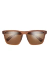 Hurley Cobblestones 57mm Polarized Square Sunglasses In Brown Striated/ Brown Base