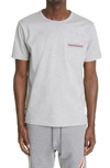 Thom Browne Short-sleeve Crew Neck T-shirt With Chest Pocket And Striped Trim Detail In Light Grey