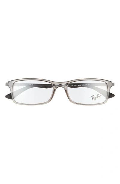 Ray Ban 54mm Rectangular Blue Light Blocking Glasses In Grey Transparent/ Clear