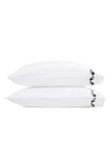 Matouk Daphne Set Of 2 Floral Embroidered 520 Thread Count Pillowcases In Charcoal