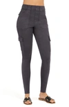 Spanxr Stretch Twill Ankle Cargo Pants In Washed Black