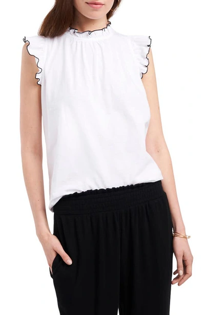 1.state Mock Neck Contrast Trim Top In Ultra White
