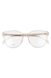 Celine 54mm Round Reading Glasses In Transparent Rose/ Brown
