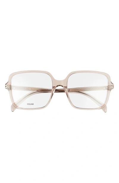 Celine 57mm Square Reading Glasses In Transparent Taupe