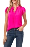 Cece Flutter Sleeve Top In Bright Rose