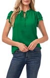 Cece Flutter Sleeve Top In Lush Green