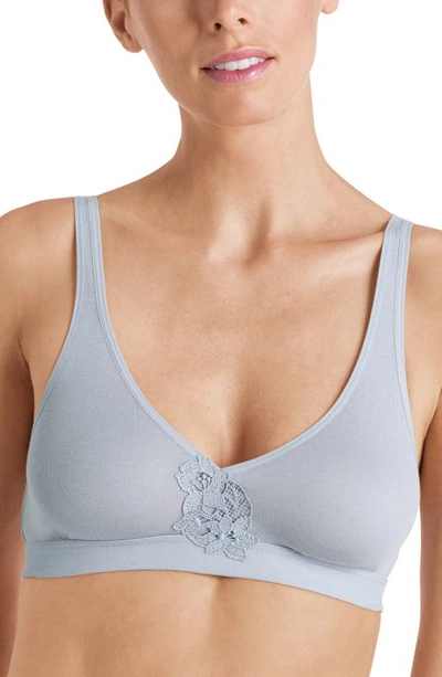 Hanro Dorea Ribbed Cotton Wireless Bra In Grey