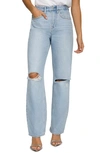 GOOD AMERICAN GOOD '90S RIPPED HIGH WAIST RELAXED JEANS,GFXLB859T