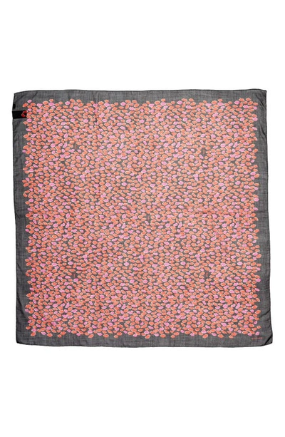 Saint Laurent Lip Print Wool Scarf In Black/ Rosa