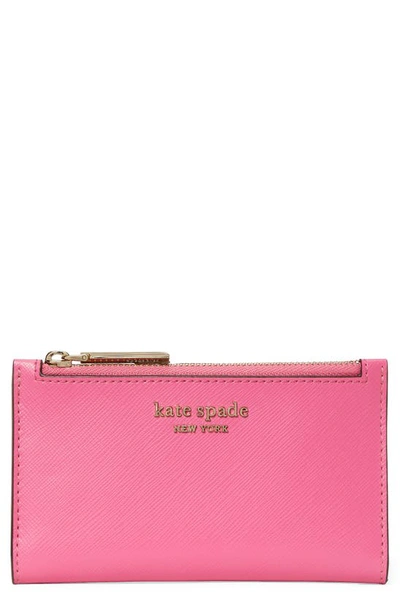 Kate Spade Small Spencer Slim Leather Bifold Wallet In Crushed Watermelon