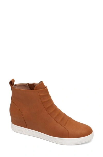 Linea Paolo Ashley High Top Wedge Sneaker Boot In Cognac