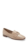 Tory Burch Georgia Croc Embossed Loafer In Taupe/ Taupe