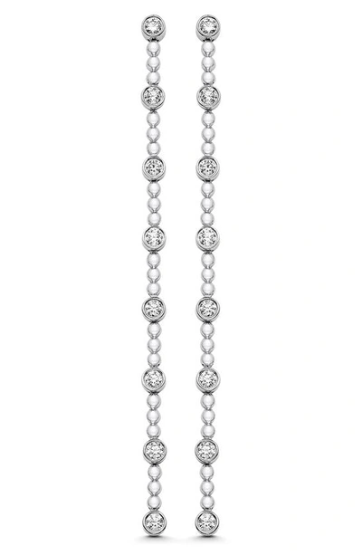 Sara Weinstock Isadora Bezel & Bead Linear Earrings In 18k Wg