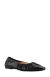 Marc Fisher Ltd Ophia Ruched Leather Ballerina Flats In Black Leather