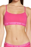 Calvin Klein Womens Party Pink Ck One Cotton-blend Logo-print Bralette L