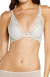 Natori Cherry Blossom Convertible Lace Plunge Bra (32dd) In Feather Grey