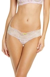 Skarlett Blue 'obsessed' Lace Thong In Lavendula / Limeade