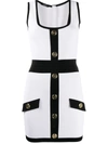 BALMAIN BUTTON-EMBELLISHED SLEEVELESS MINI DRESS