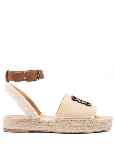 Loewe Neutral Anagram Ankle Strap Espadrilles In Beige