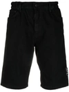 Off-white Logo-patch Denim Shorts In Black