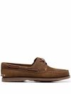 Timberland Brown Boat Loafers With Lace-up Detail In Brown