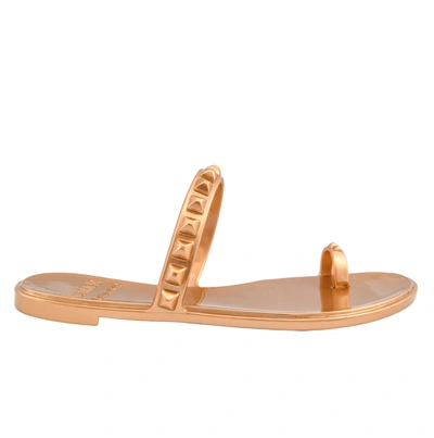 Carmen Sol Maria Flat Jelly Sandals In Rose Gold