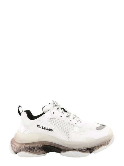 Balenciaga Triple S' Duo-tone Translucent Platform Sole Sneakers In 9010 White/blk/trasparent