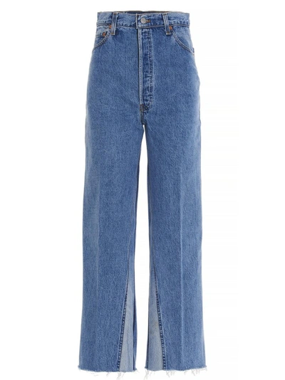 Re/done High Rise Straight Leg Jeans In Blue