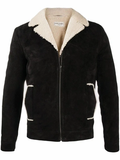 Saint Laurent Men's Black Leather Outerwear Jacket