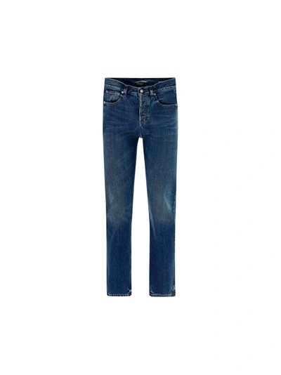 Saint Laurent Saint L Au Rent Women's  Blue Cotton Jeans In Dark Wash