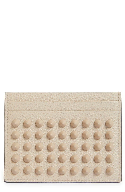 Christian Louboutin Sifnos Studded Leather Card Case In Calce/ Calce