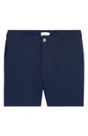 Onia Calder Nylon Blend Solid Regular Fit Swim Trunks In Navy