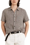 Madewell Perfect Stripe Linen Short Sleeve Button-up Shirt In Ikat As Per Header