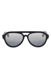 King Baby Las Vegas 55mm Gradient Aviator Sunglasses In Black/ Silver Gradient Mirror