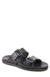 Bruno Magli Men's Erasmo Double Buckle Leather Sandals In Black Leather