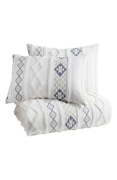 Peri Home Printed Chenille Geo 3 Piece Comforter Set, Full/queen Bedding In Indigo